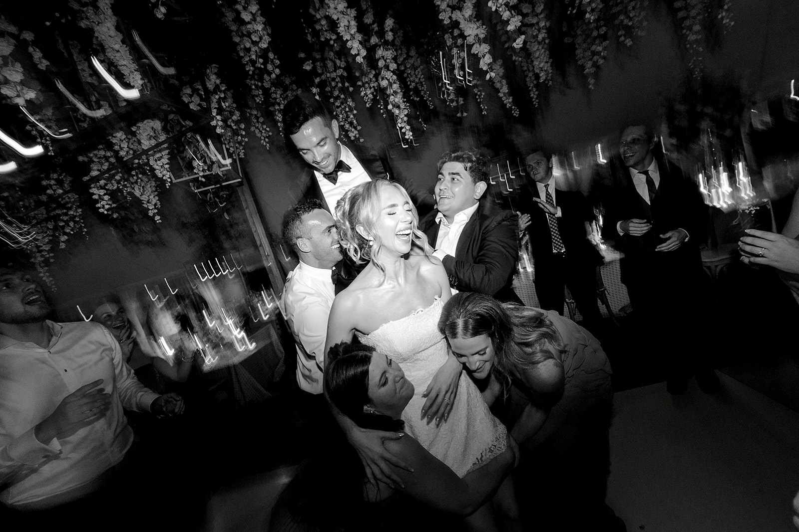 Caitlin and Chris celebrating on their wedding day