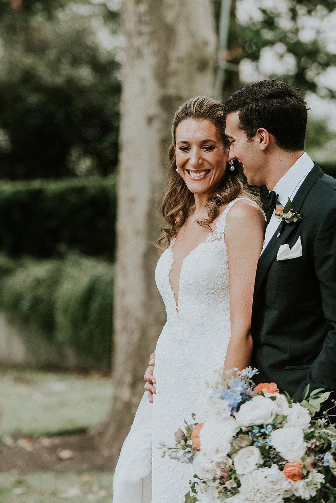 Jess and Brett together during their Barnes Foundation wedding