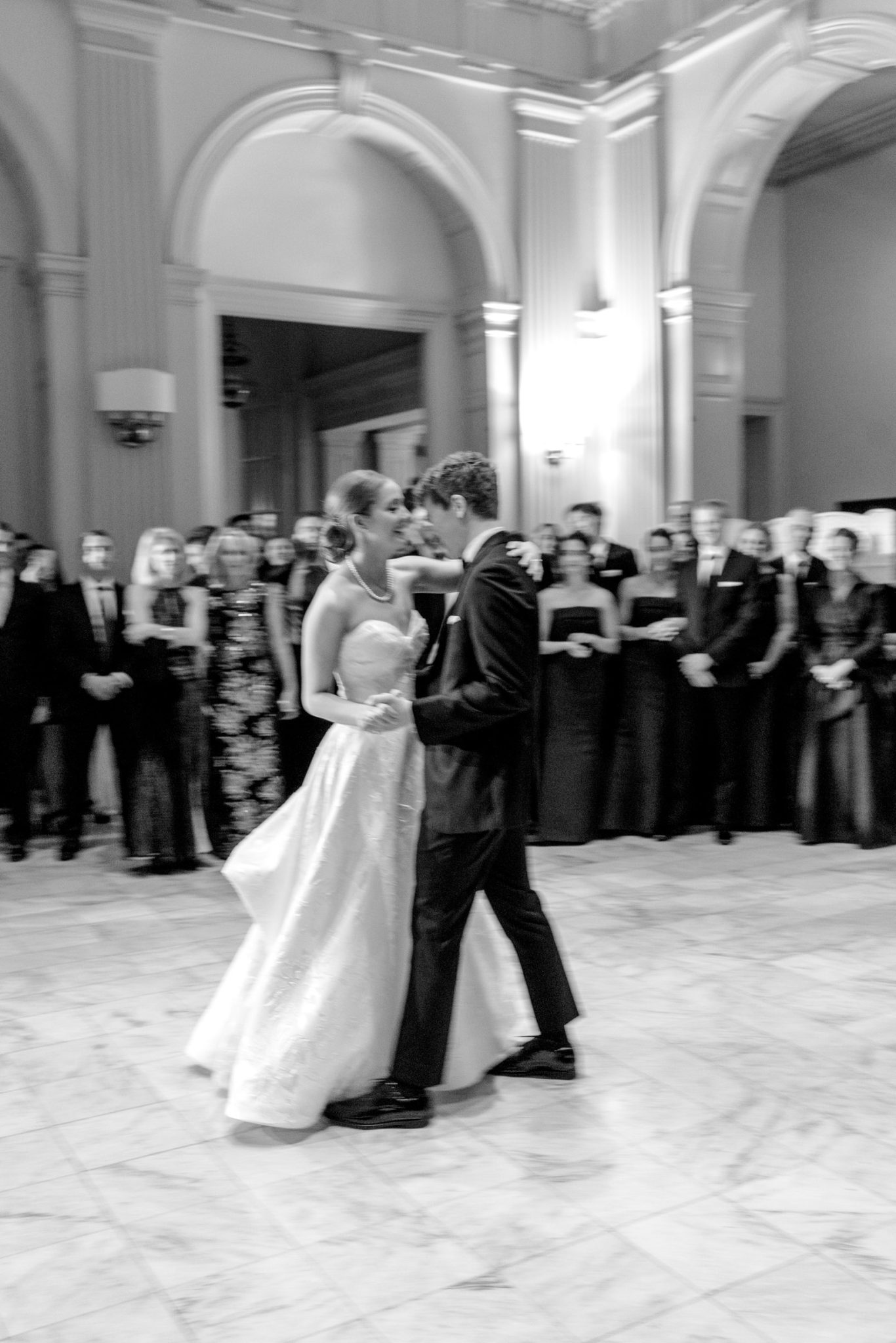 The newlyweds sharing their first dance at the Racquet Club of Philadelphia